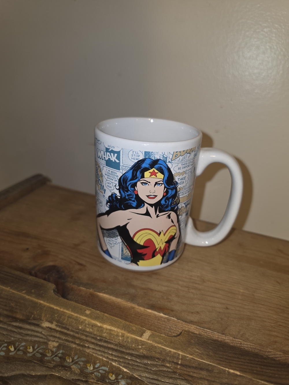 Wonder Woman Comic Art Ceramic Mug - White/Blue/Red